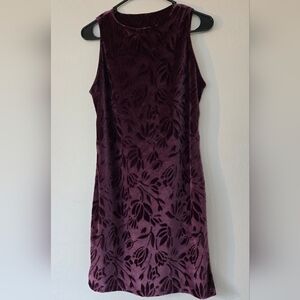 Sense Strapless Velvet Floral Burnout Dress in Plum